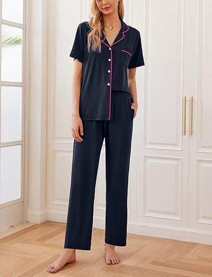 2 Pack Pajamas Button Up Loungewear Cozy Sets