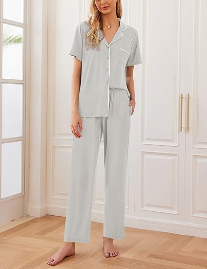 2 Pack Pajamas Button Up Loungewear Cozy Sets