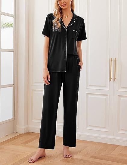 2 Pack Pajamas Button Up Loungewear Cozy Sets
