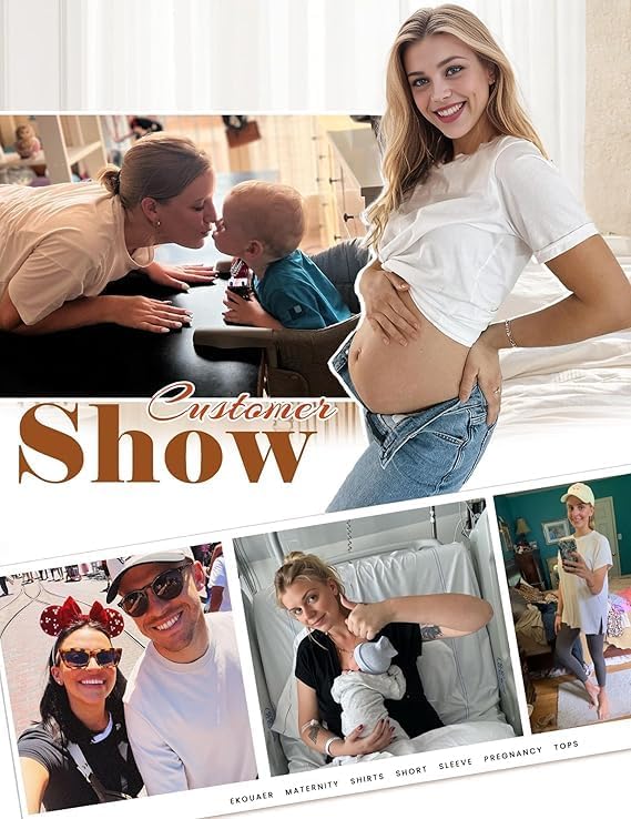 Maternity Shirts Short Sleeve Split Side Tops