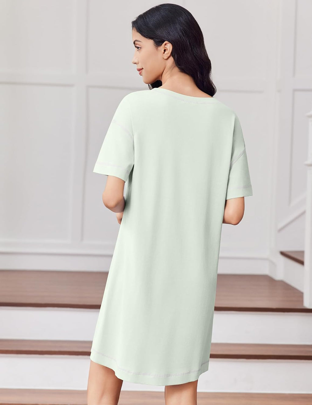 Cotton Nightgowns Women Oversized Short Sleeve Night Shirt