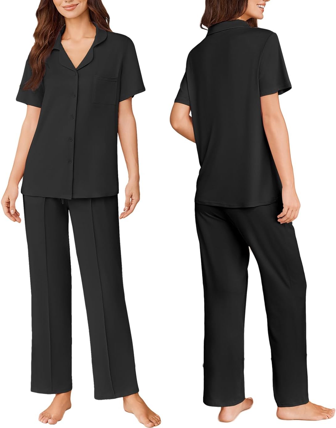 2 Piece Short Sleeve PJ Top and Long Pants Loungwear