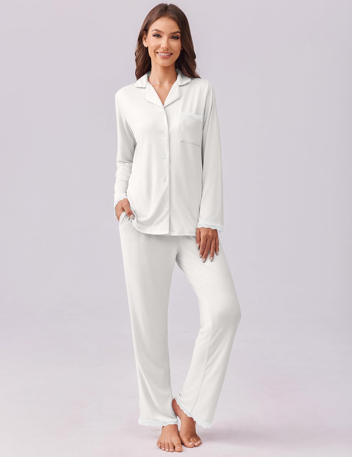 Pajamas Set Long Sleeve Button Down Lounge Set