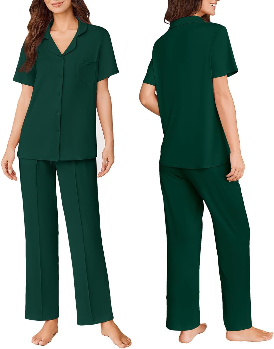 2 Piece Short Sleeve PJ Top and Long Pants Loungwear