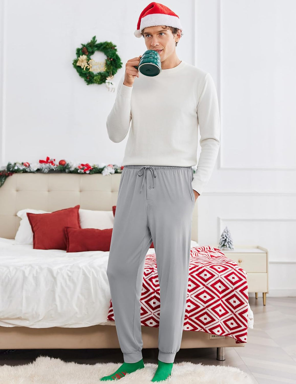 Men's 2 Packs Pajama Pants Comfy Jogger Sleep Pant