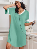 Bamboo Viscose Nightgown Short Sleeve V Neck Nightshirt