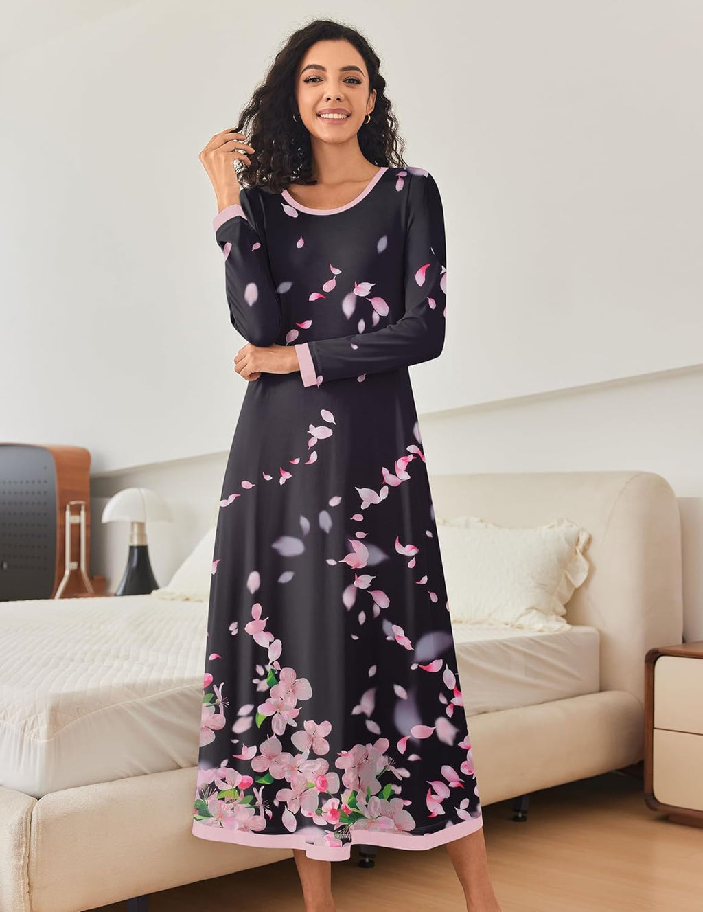 Nightgown Long Sleeve Full Length Long Nightshirt