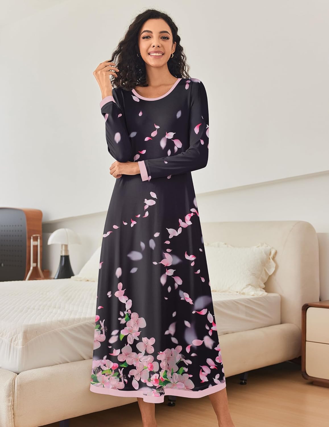 Nightgown Long Sleeve Full Length Long Nightshirt