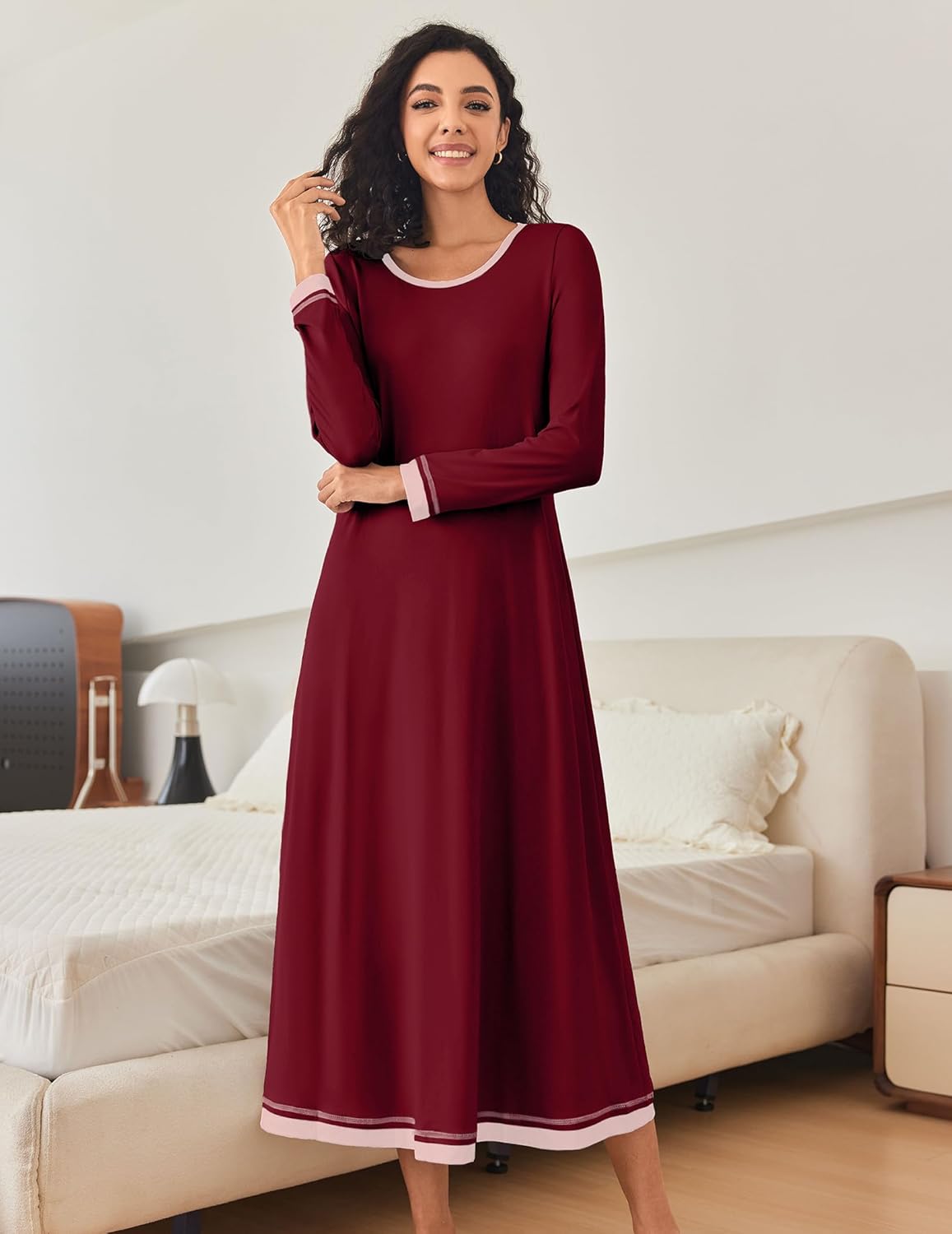 Nightgown Long Sleeve Full Length Long Nightshirt