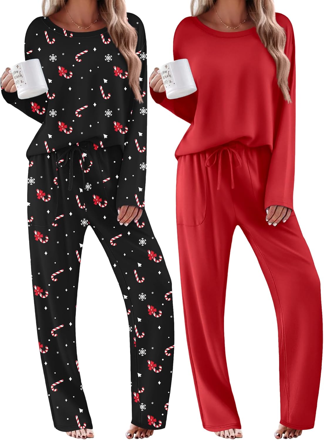 2 Pack Pajama Sets Long Sleeve Soft Pjs Set