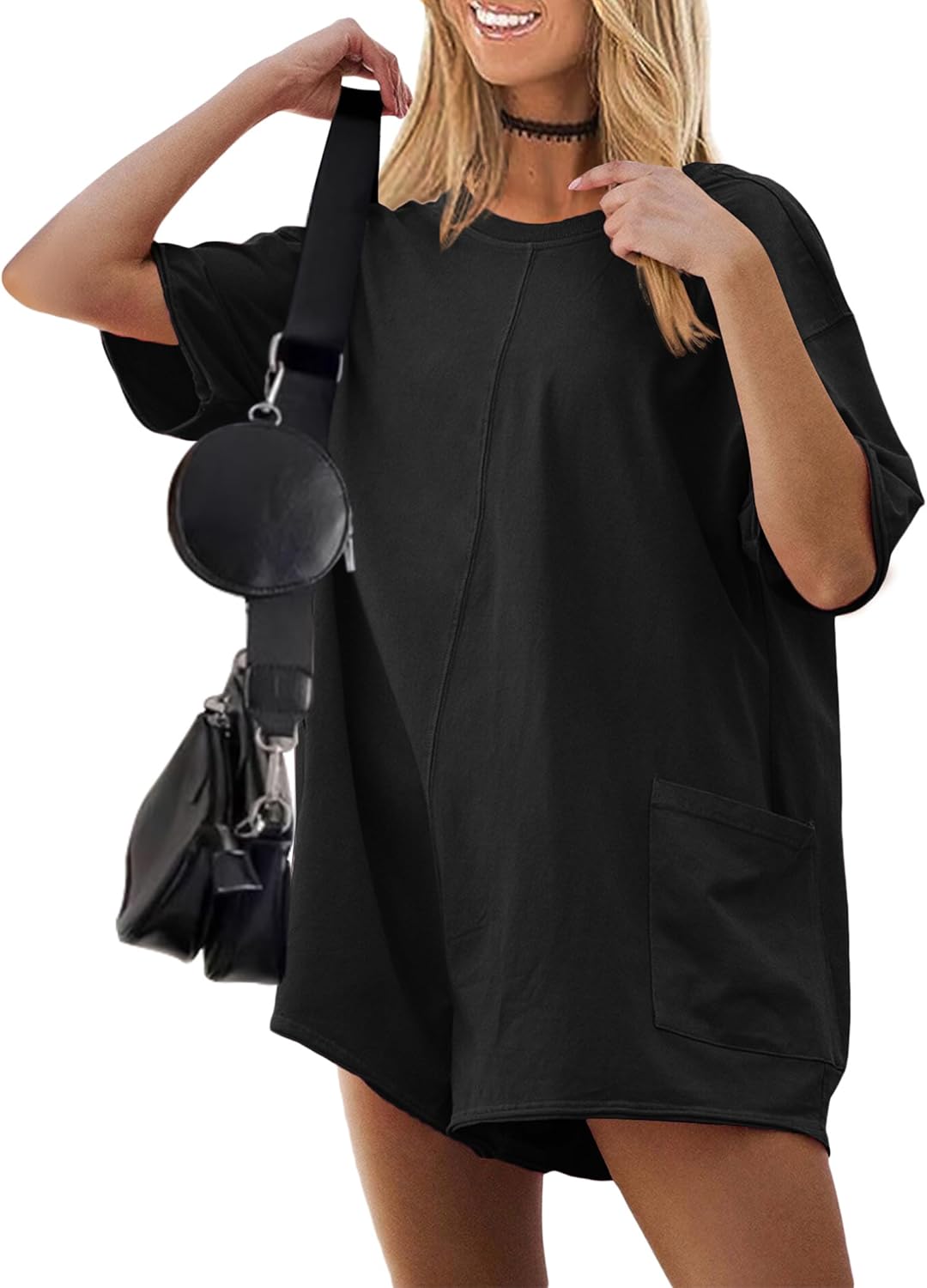 Rompers for Women Oversized Reversible Baggy T-shirt Jumpsuit