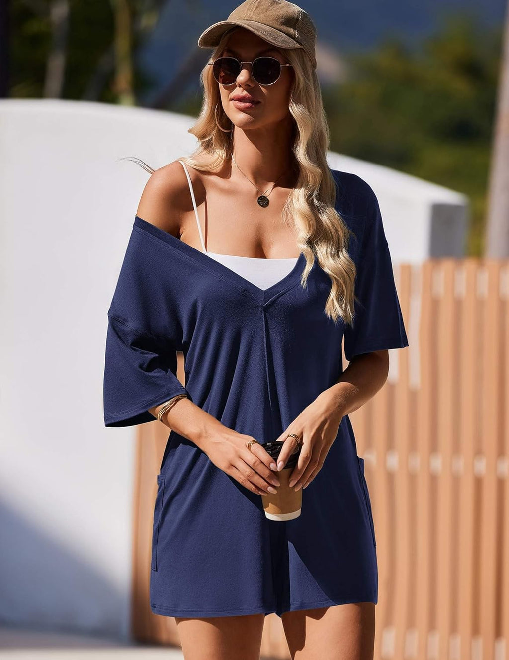 Rompers for Women Oversized Reversible Baggy T-shirt Jumpsuit