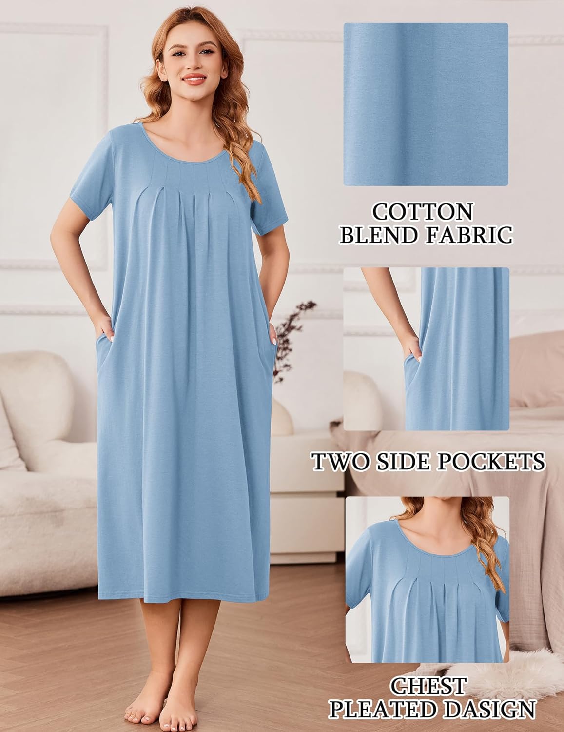Cotton Nightgowns for Women Long House Dresses