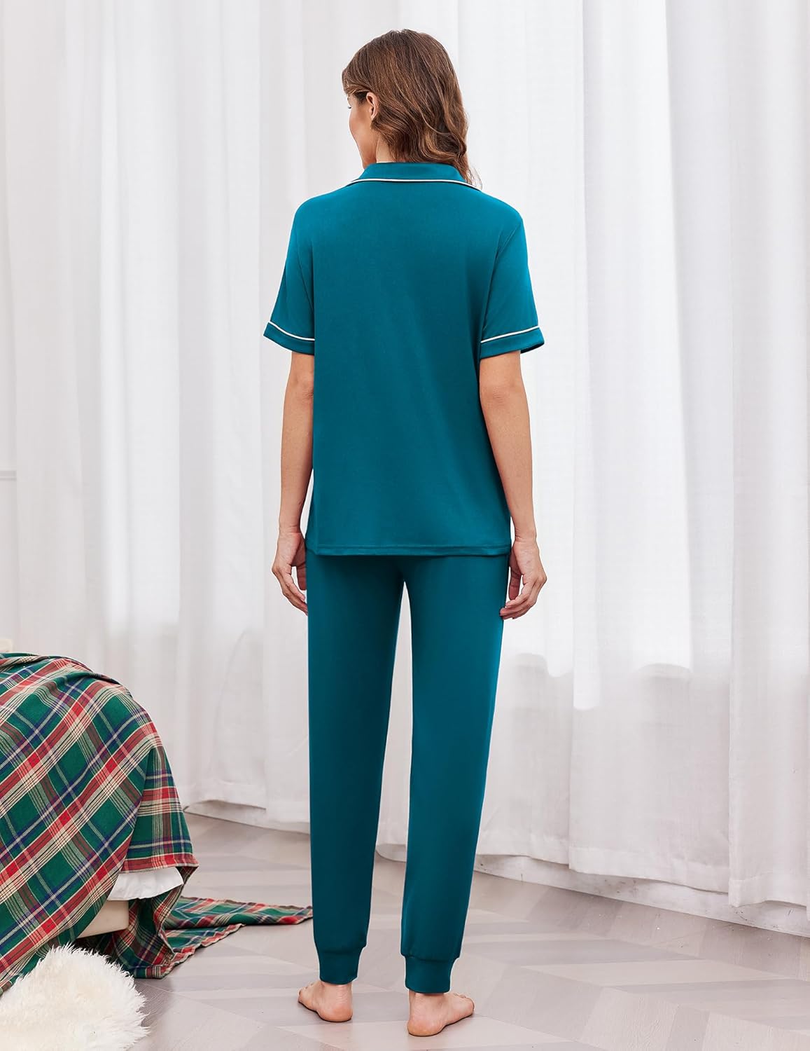 Button Down Pjs Soft Comfy Nightwear with Jogger Pants