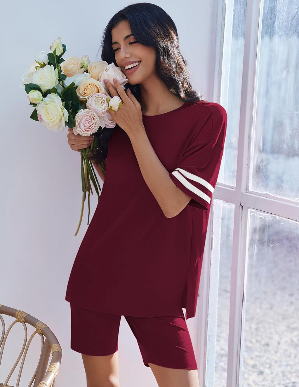 2 Piece Lounge Set Casual Oversized Tops Shorts Set