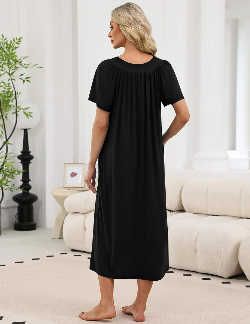 Long Nightgowns for Women Short Sleeve House Dress