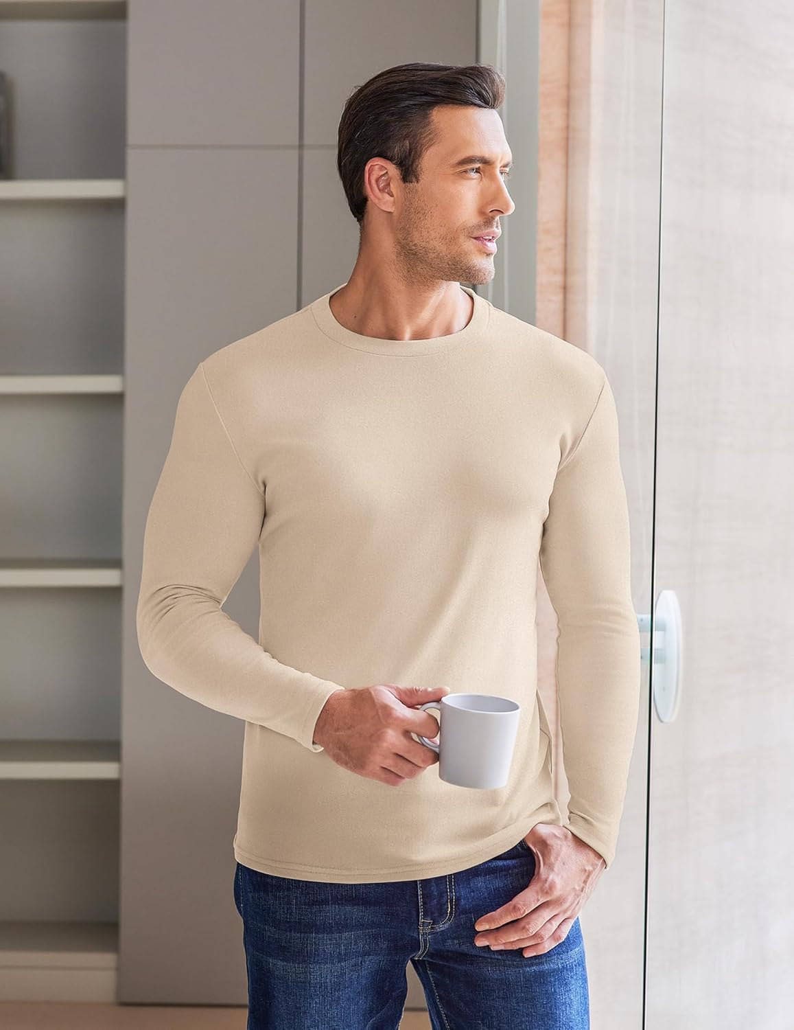 Mens Long Sleeve Fleece Thermal Sweatshirts