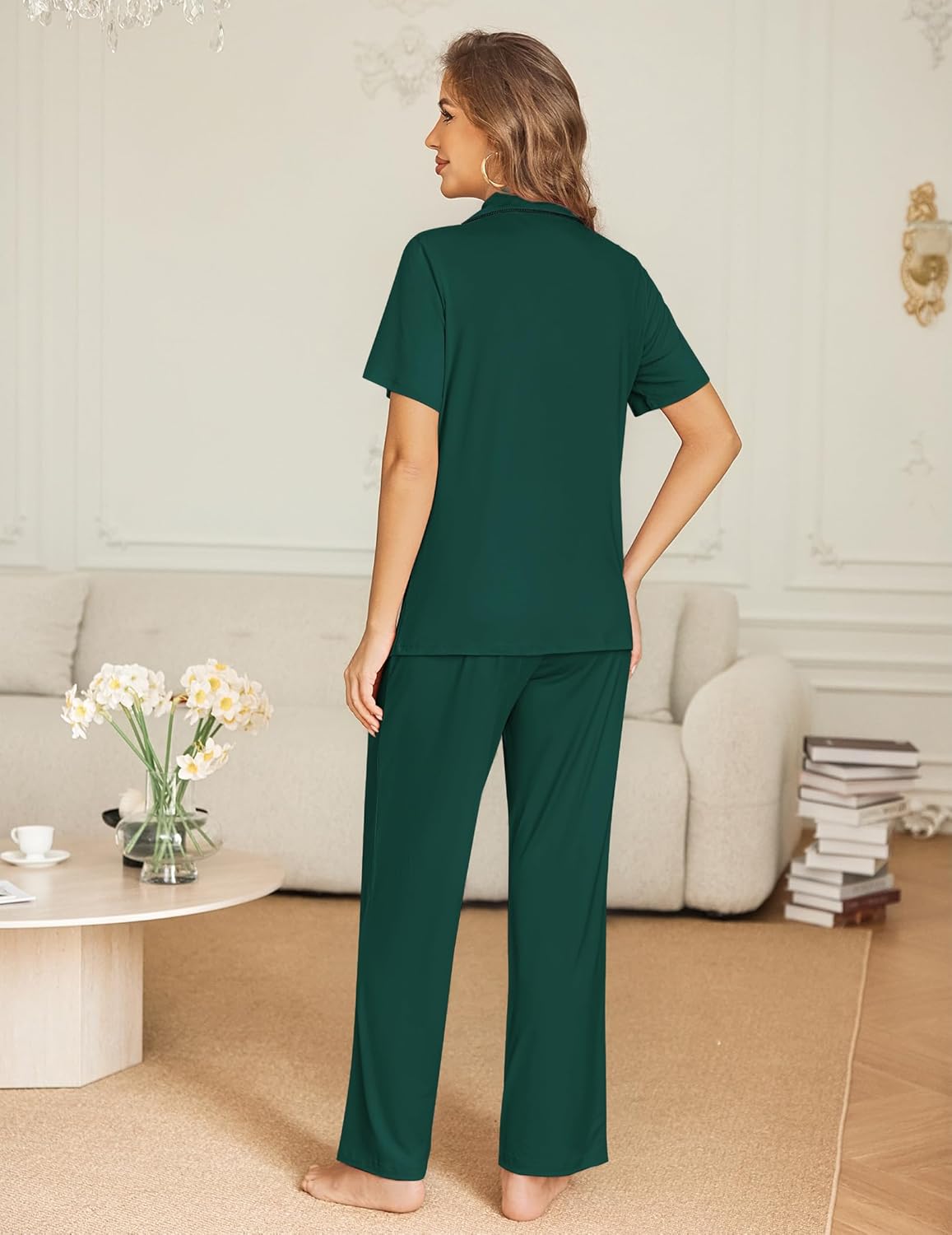 Button Down Pjs 2 Piece Set Short Sleeve Sleepwear