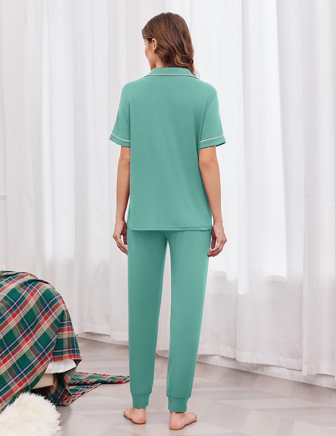 Button Down Pjs Soft Comfy Nightwear with Jogger Pants