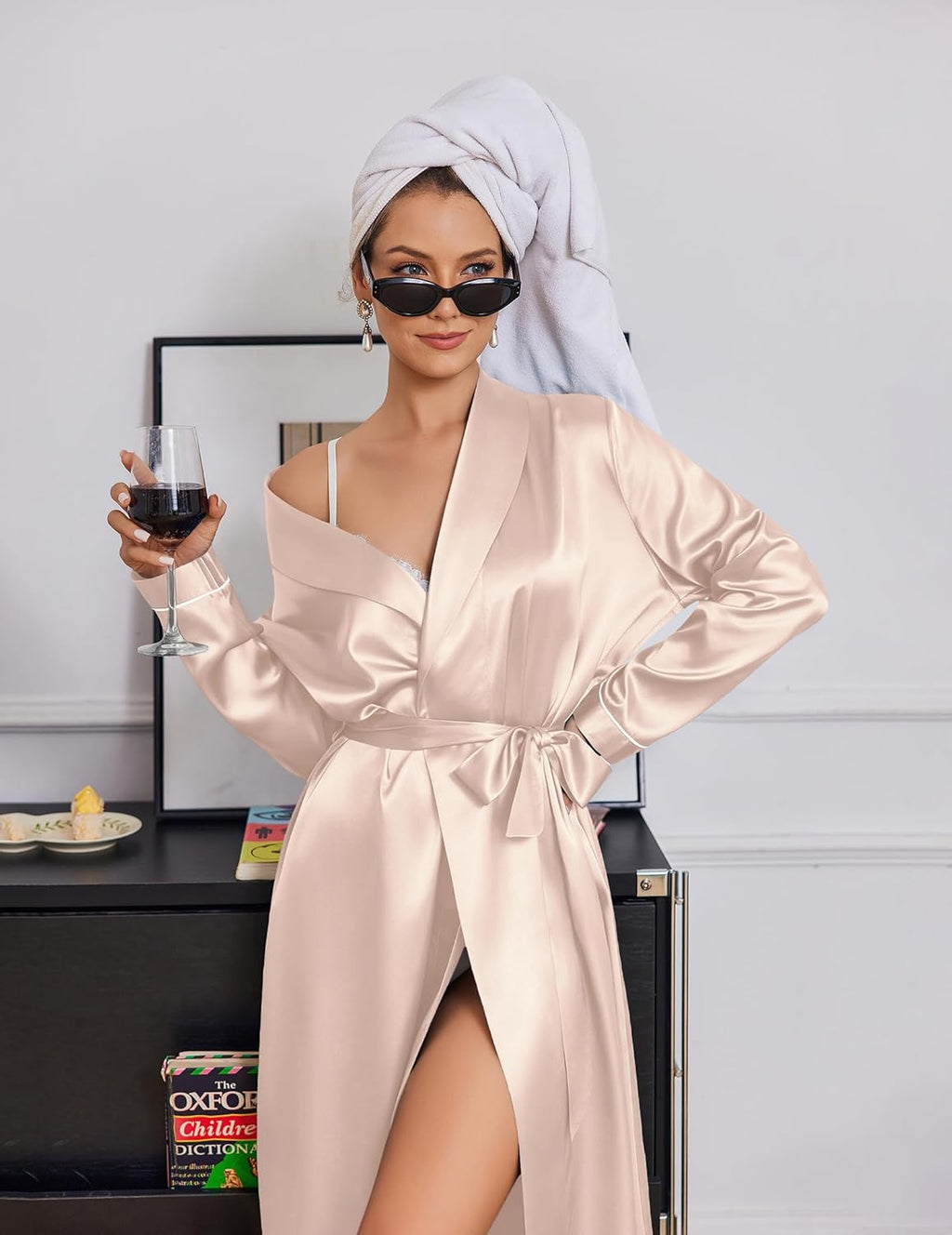 Silk Robes Shawl Collar Satin Long Bride Wedding Party Robe