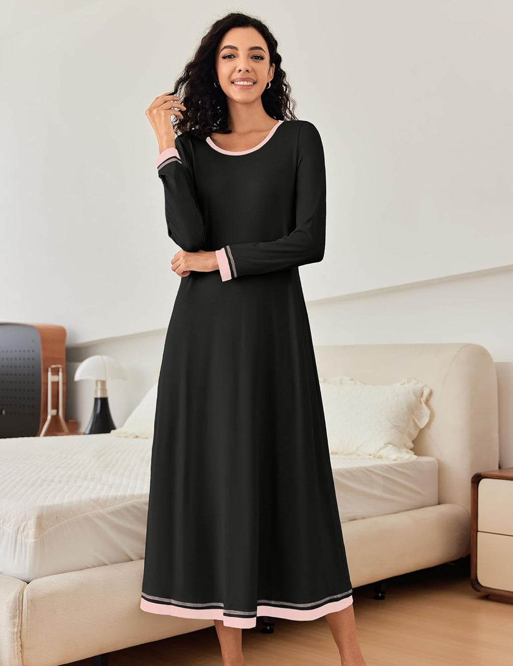 Nightgown Long Sleeve Full Length Long Nightshirt