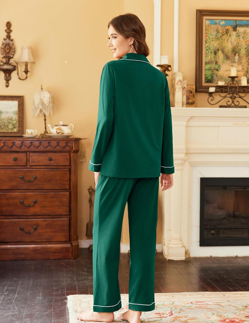 Pajamas Set Cotton Long Sleeve Button Down Sleepwear