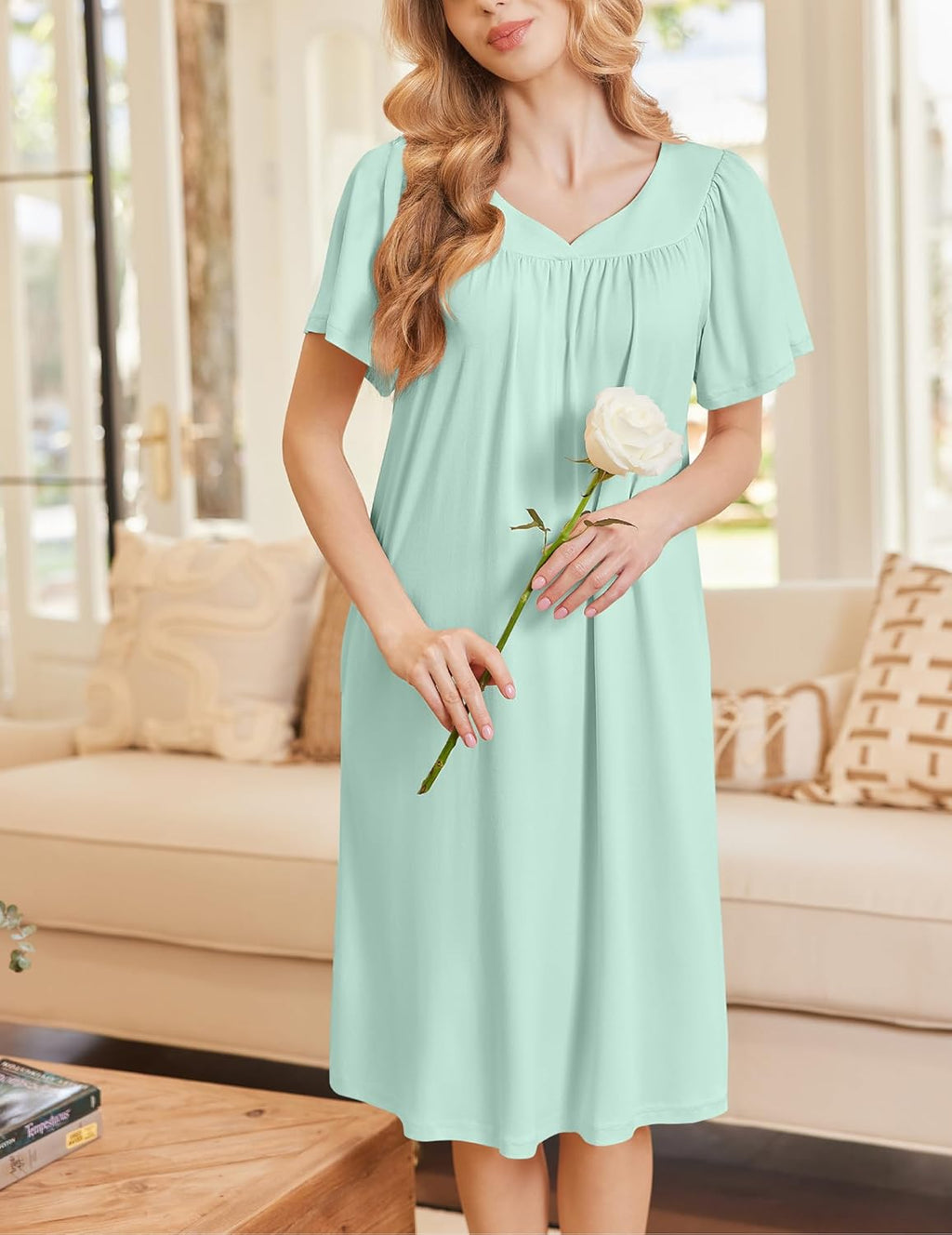 Short Sleeve House Dress with Pockets