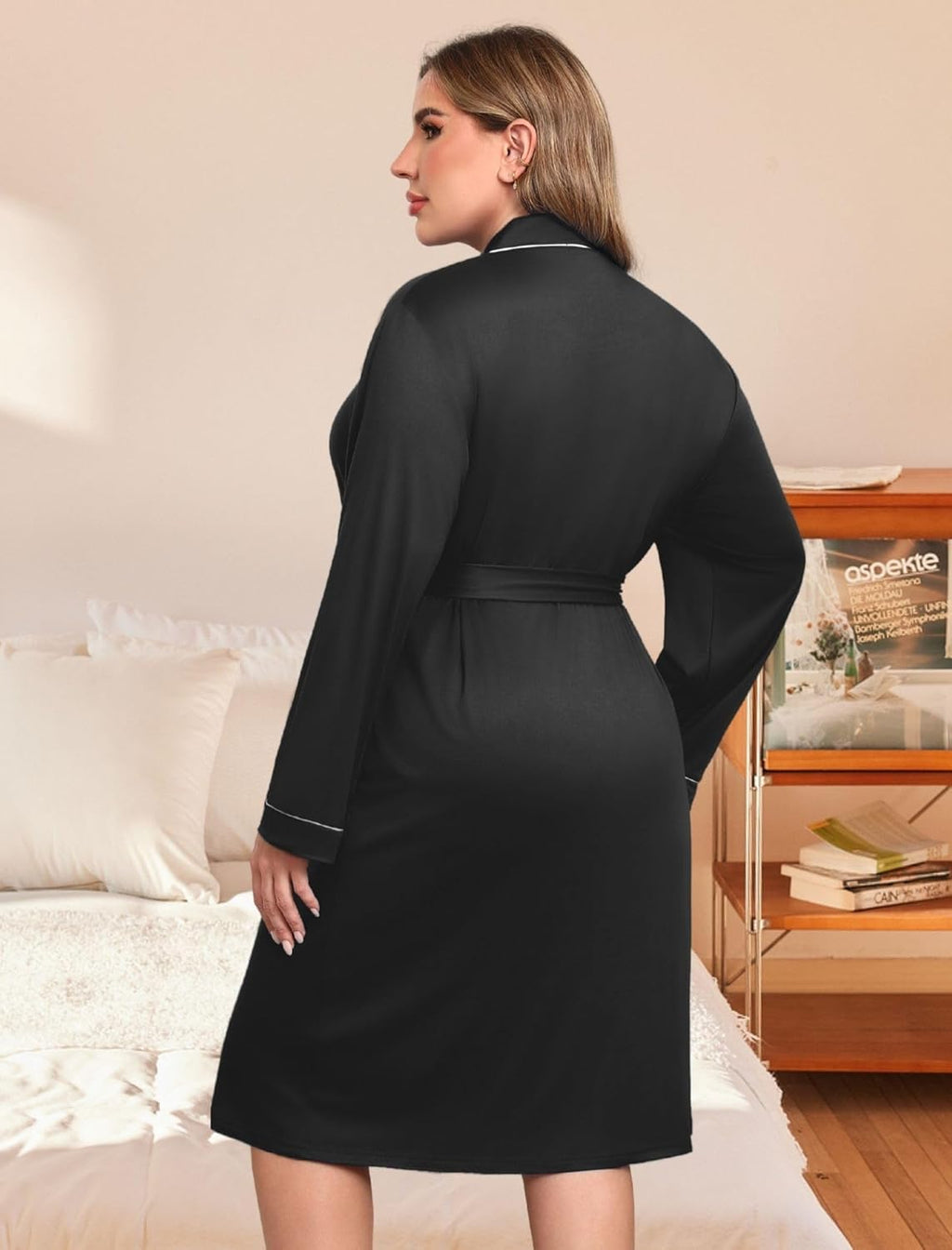 Plus Size Robes Women Lightweight Bathrobe V Neck Kimono