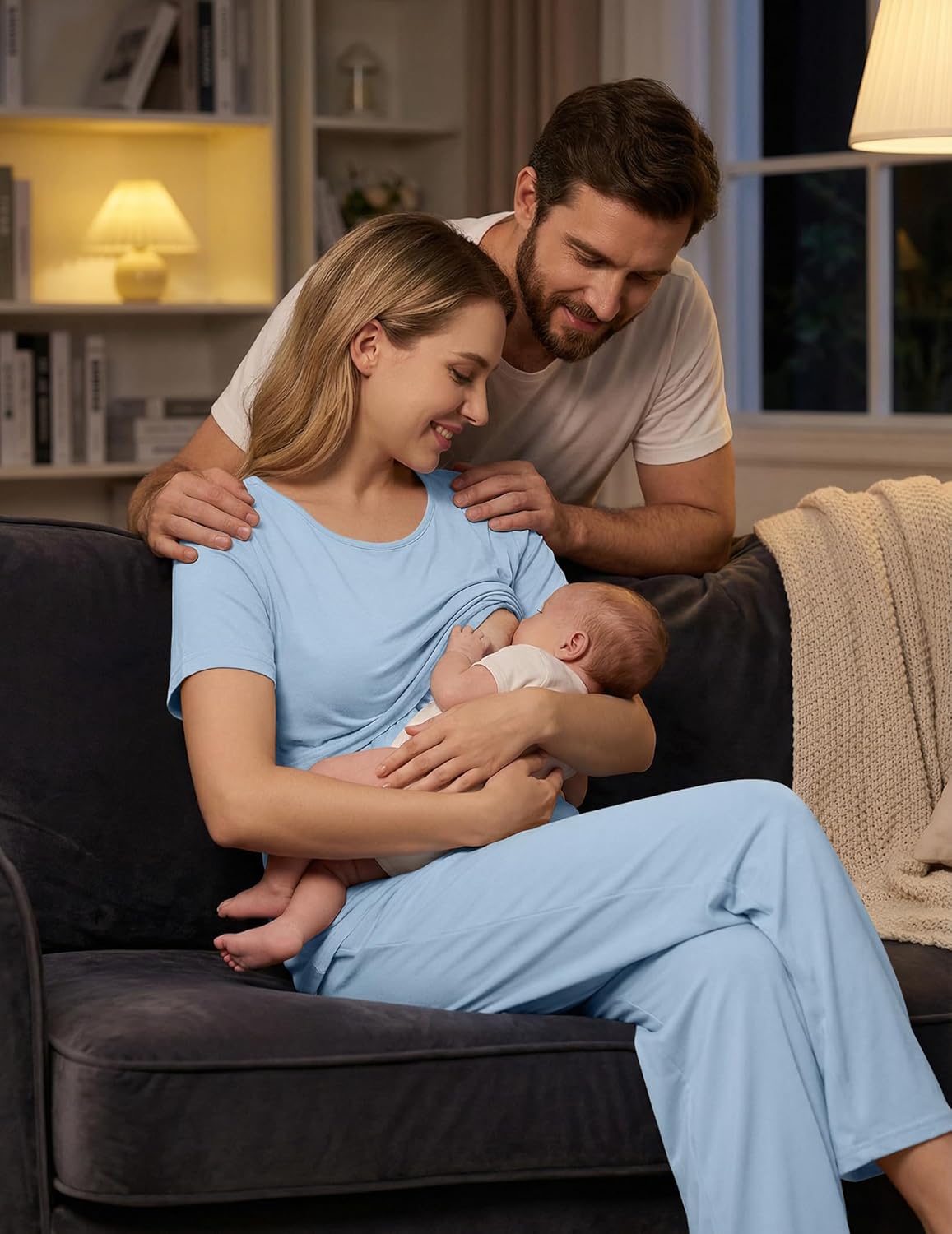 3 Piece Postpartum Nursing Pajamas Set