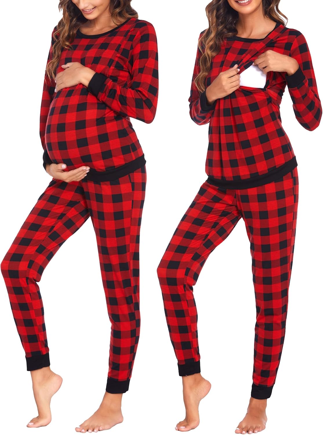 Teddy Pajama Set Long Sleeve Maternity Sleepwear