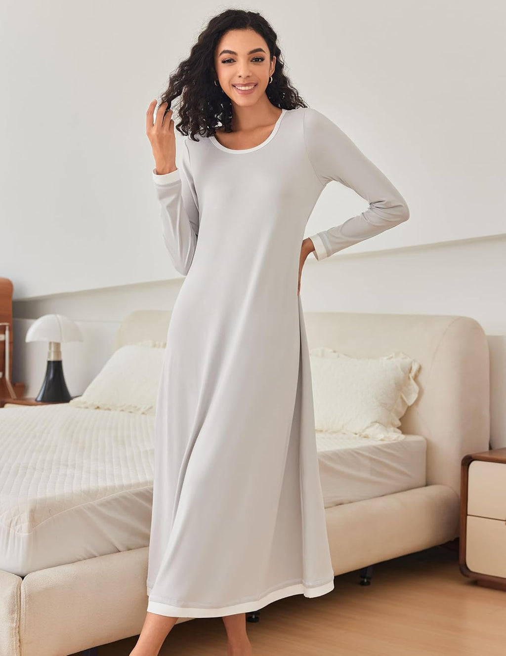 Nightgown Long Sleeve Full Length Long Nightshirt