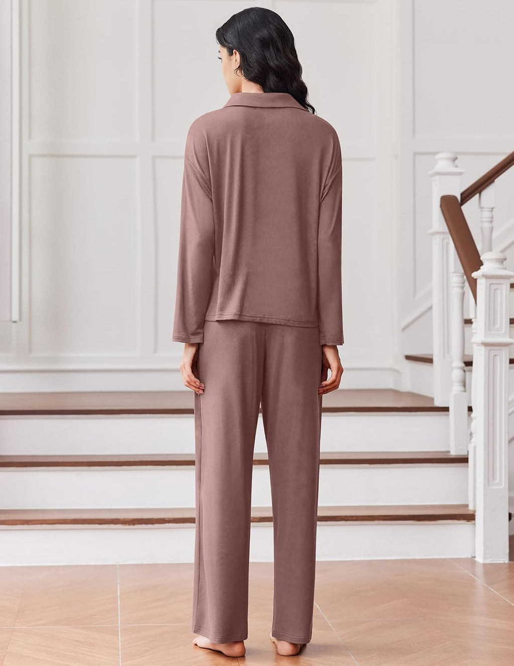Button Down Pjs Soft 2 Piece Loungewear with Long Pants