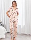 2 Piece Short Sleeve PJ Top and Long Pants Loungwear