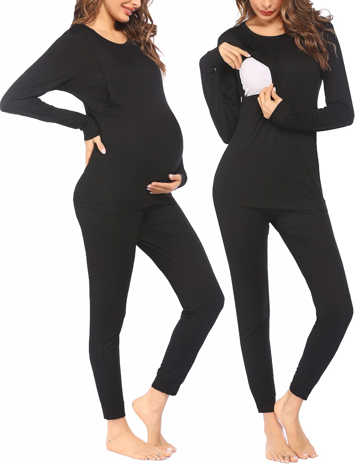 Teddy Pajama Set Long Sleeve Maternity Sleepwear