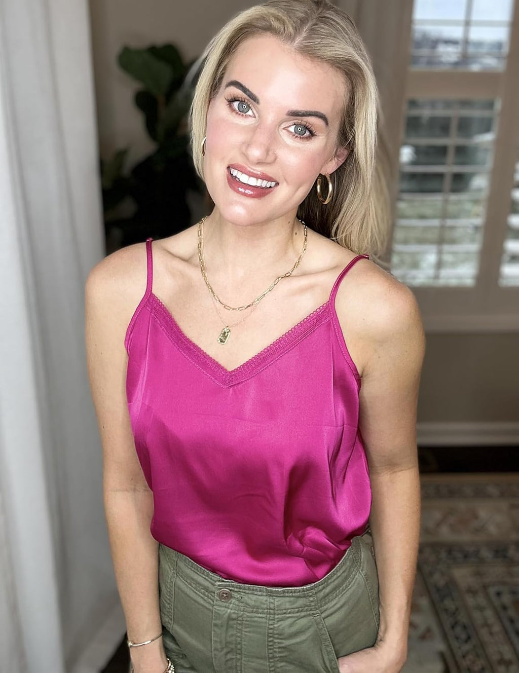 Lace Silk Satin Pajama Tank Tops