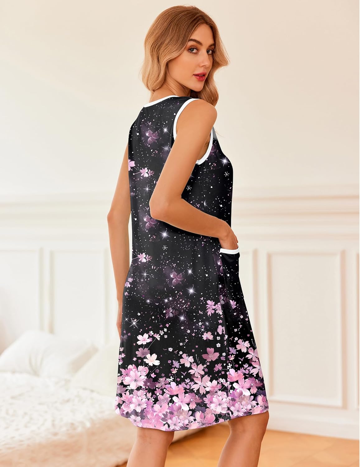Button Down Sleep Shirts Tank Sleeveless Nightshirt