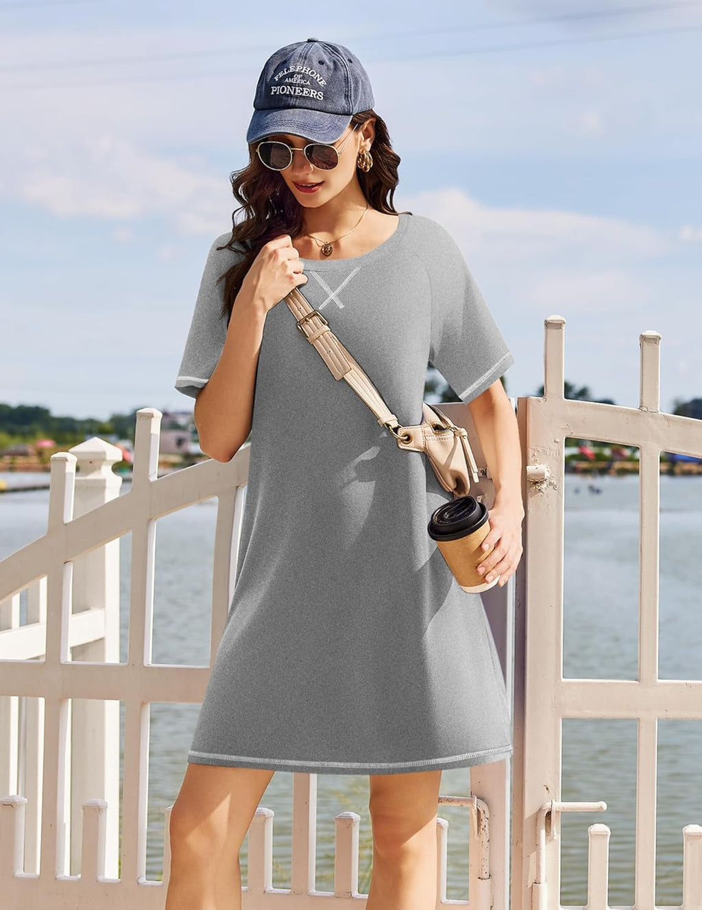 Short Sleeve Sleep Shirts Crewneck Night Shirts Soft Sleepwear