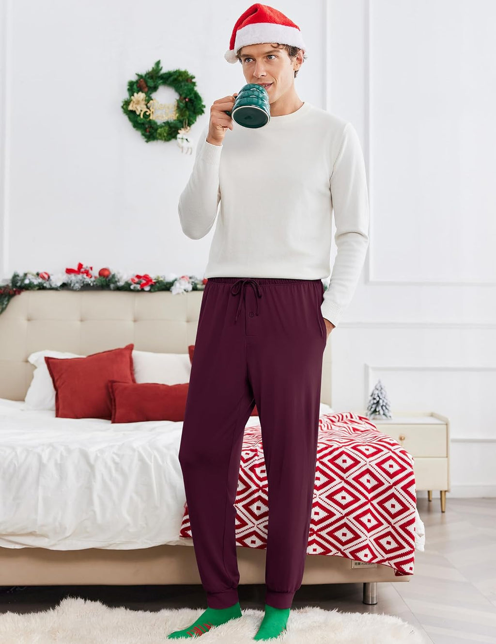 Men's 2 Packs Pajama Pants Comfy Jogger Sleep Pant