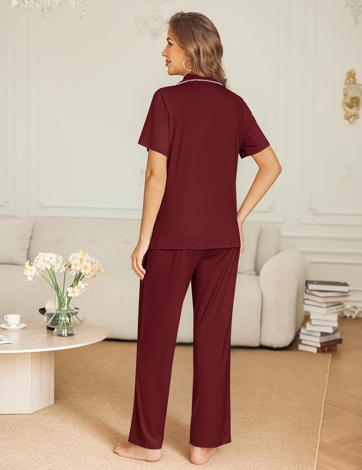 Button Down Pjs 2 Piece Set Short Sleeve Sleepwear