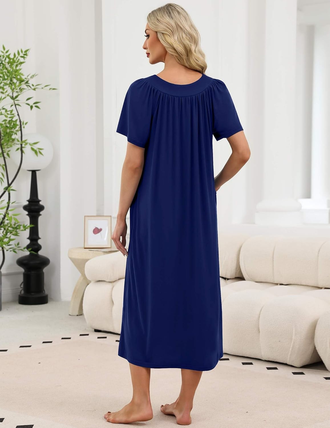 Long Nightgowns for Women Short Sleeve House Dress