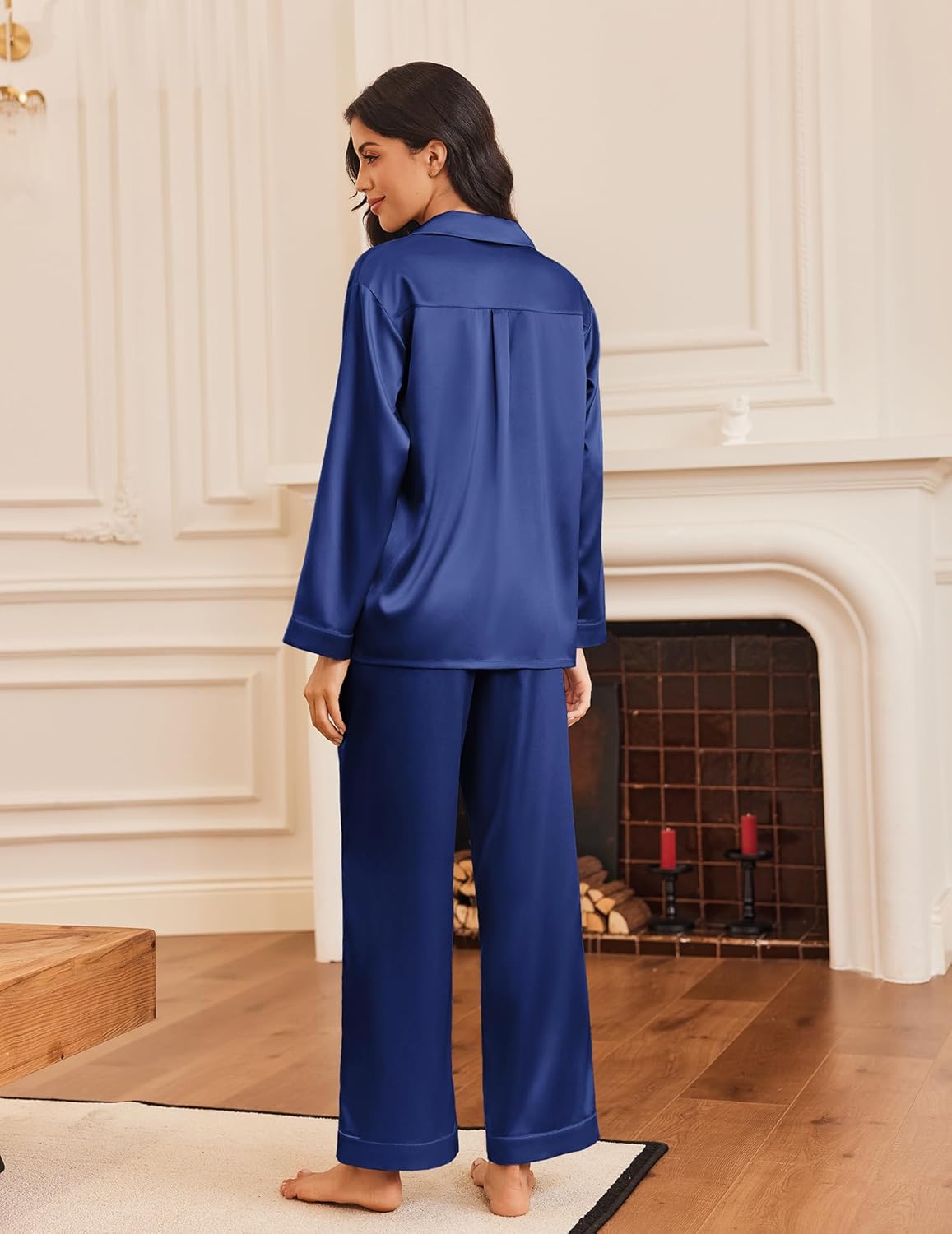 Silk Satin Pajamas Button Down Pjs Set Sleepwear