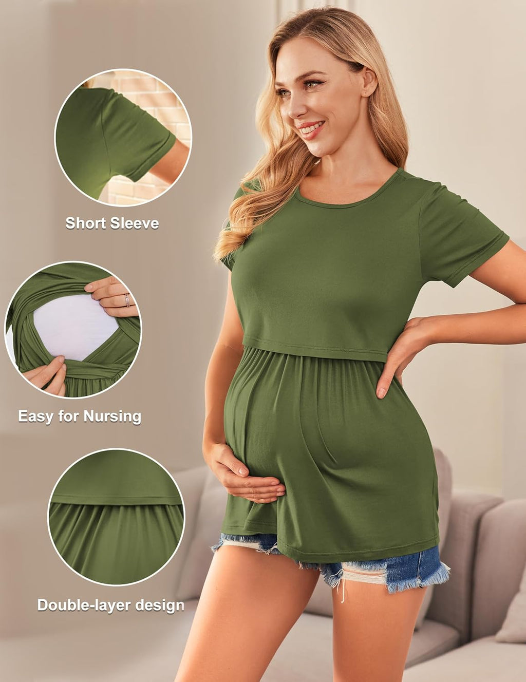 Nursing Tops 3 Packs Breastfeeding Shirts