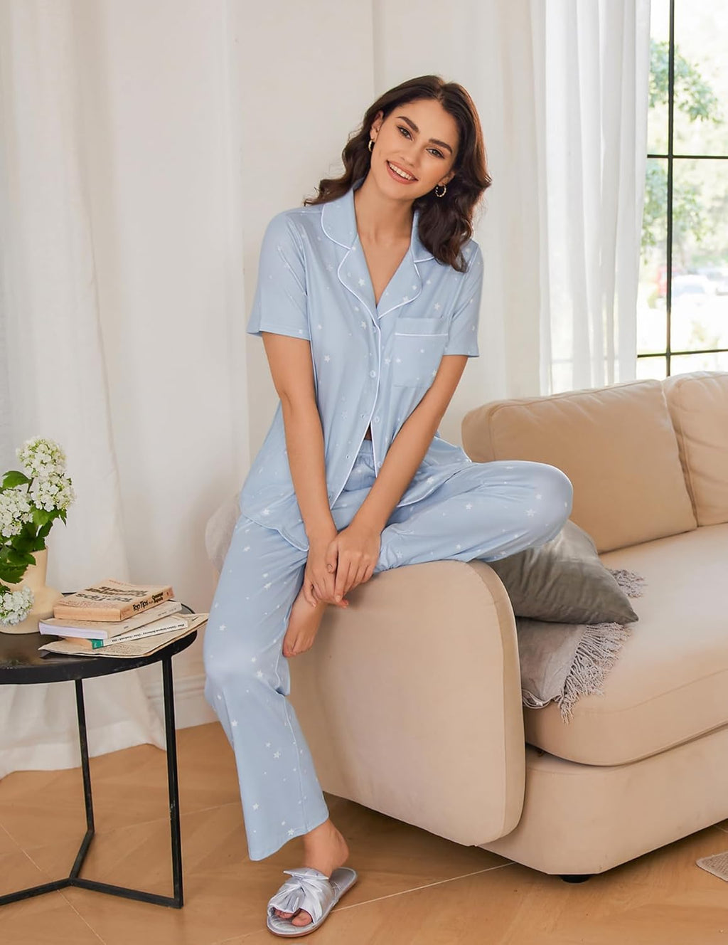 2 Pack Pajamas Button Up Loungewear Cozy Sets