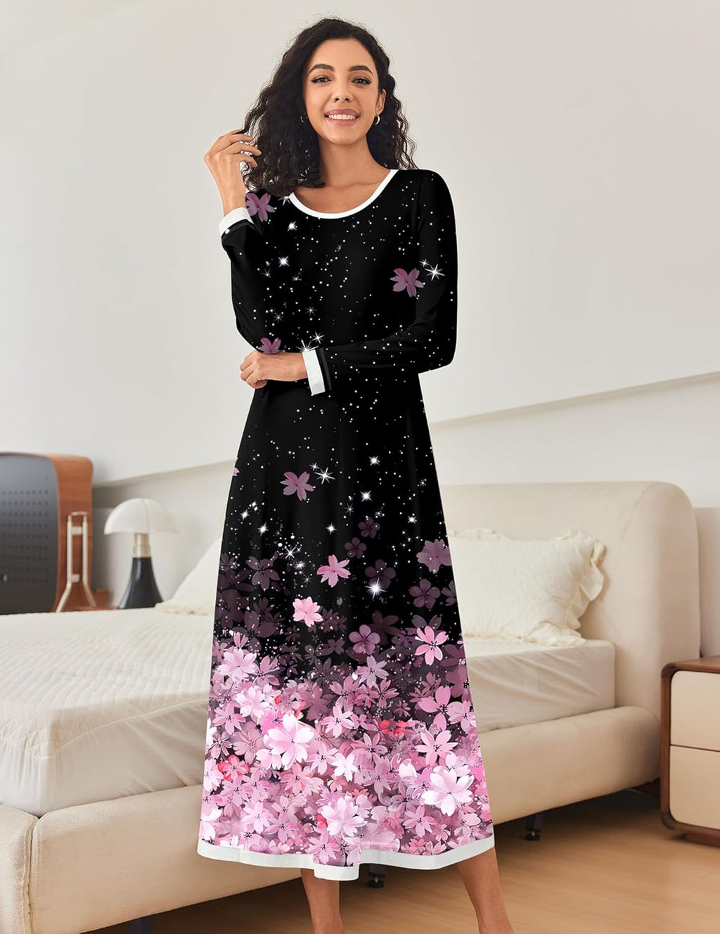 Nightgown Long Sleeve Full Length Long Nightshirt