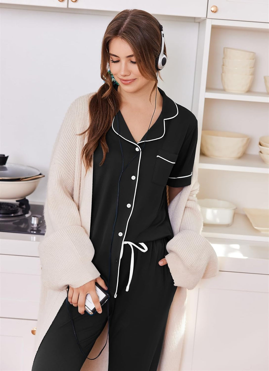 Button Down Pjs Soft Comfy Nightwear with Jogger Pants