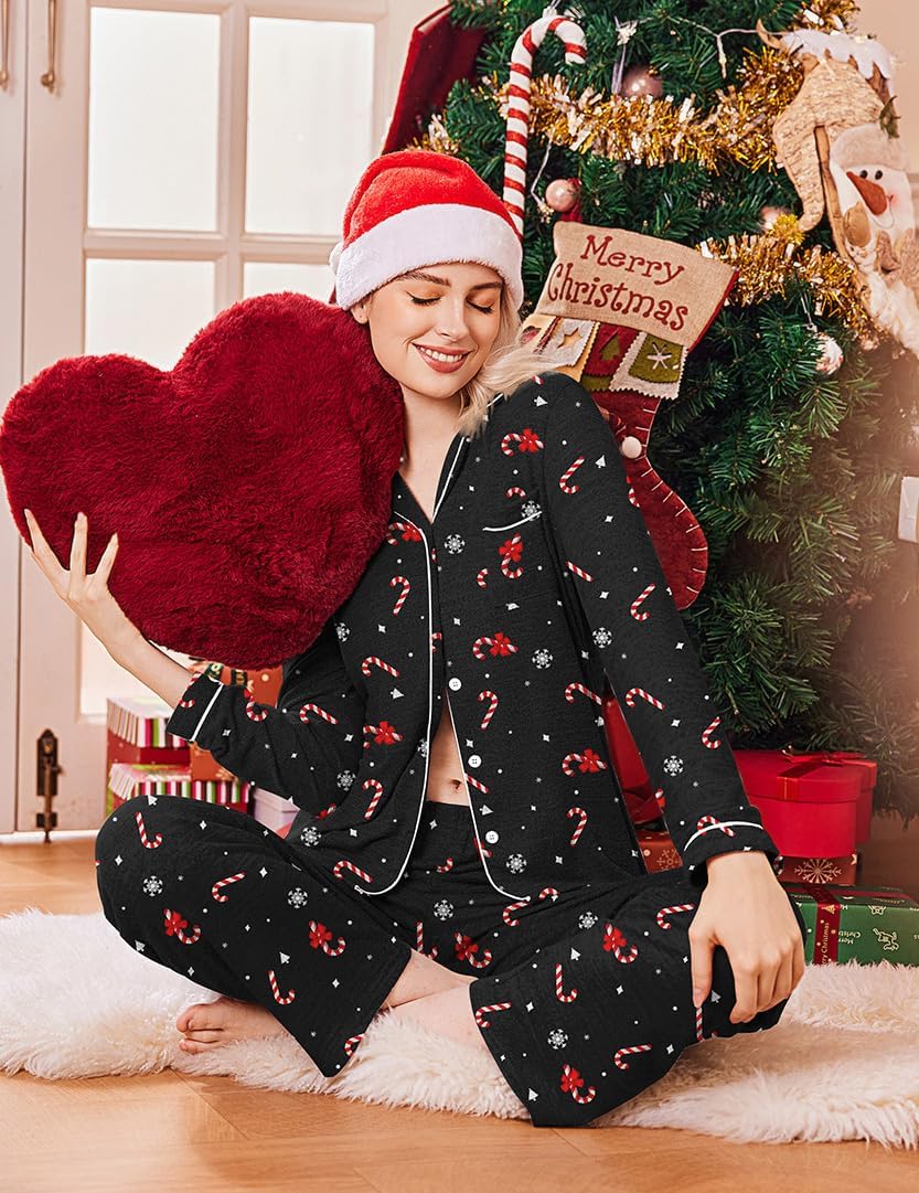 Women's Pajama Sets Long Sleeve Comfy Button Down Nightwear