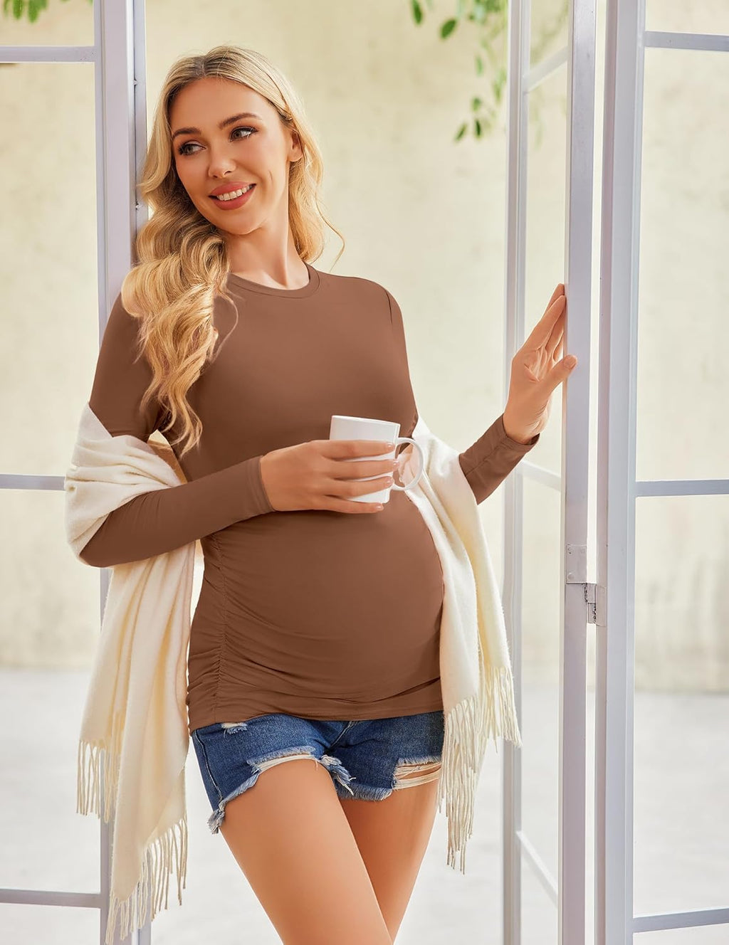 3 Packs Maternity Shirts Long Sleeve Tee Tops