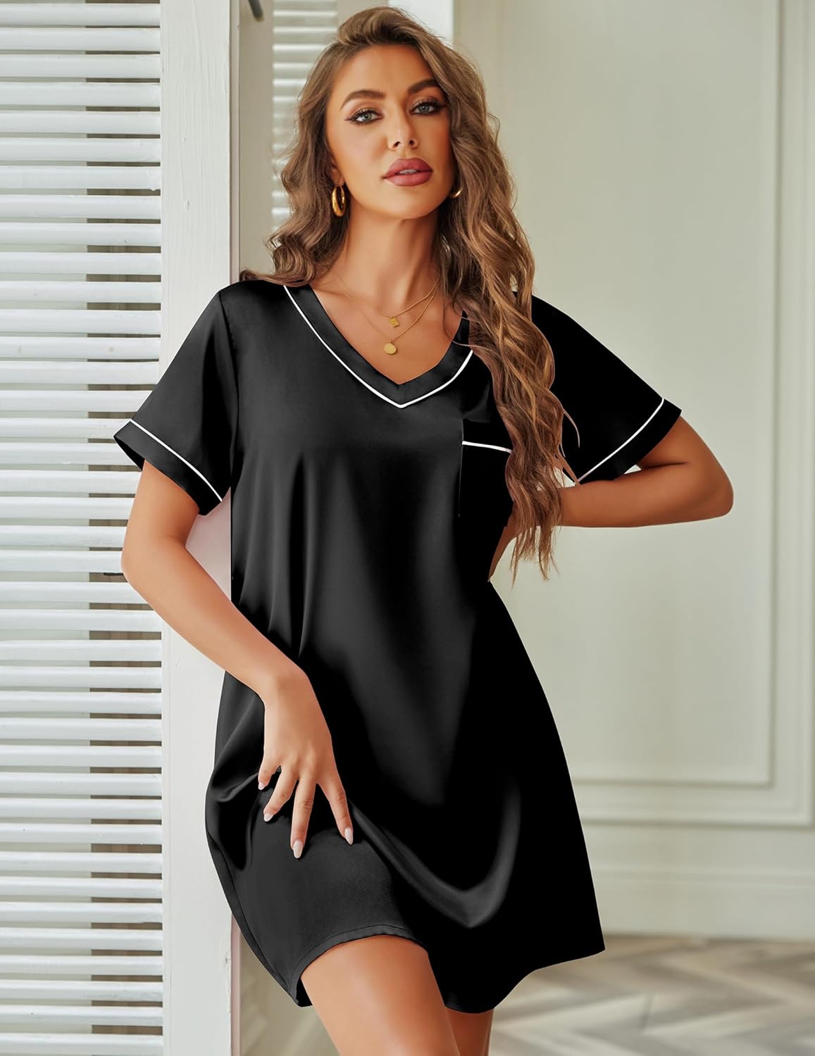 Satin Silk Nightgown Silky Loose Sleep Dress