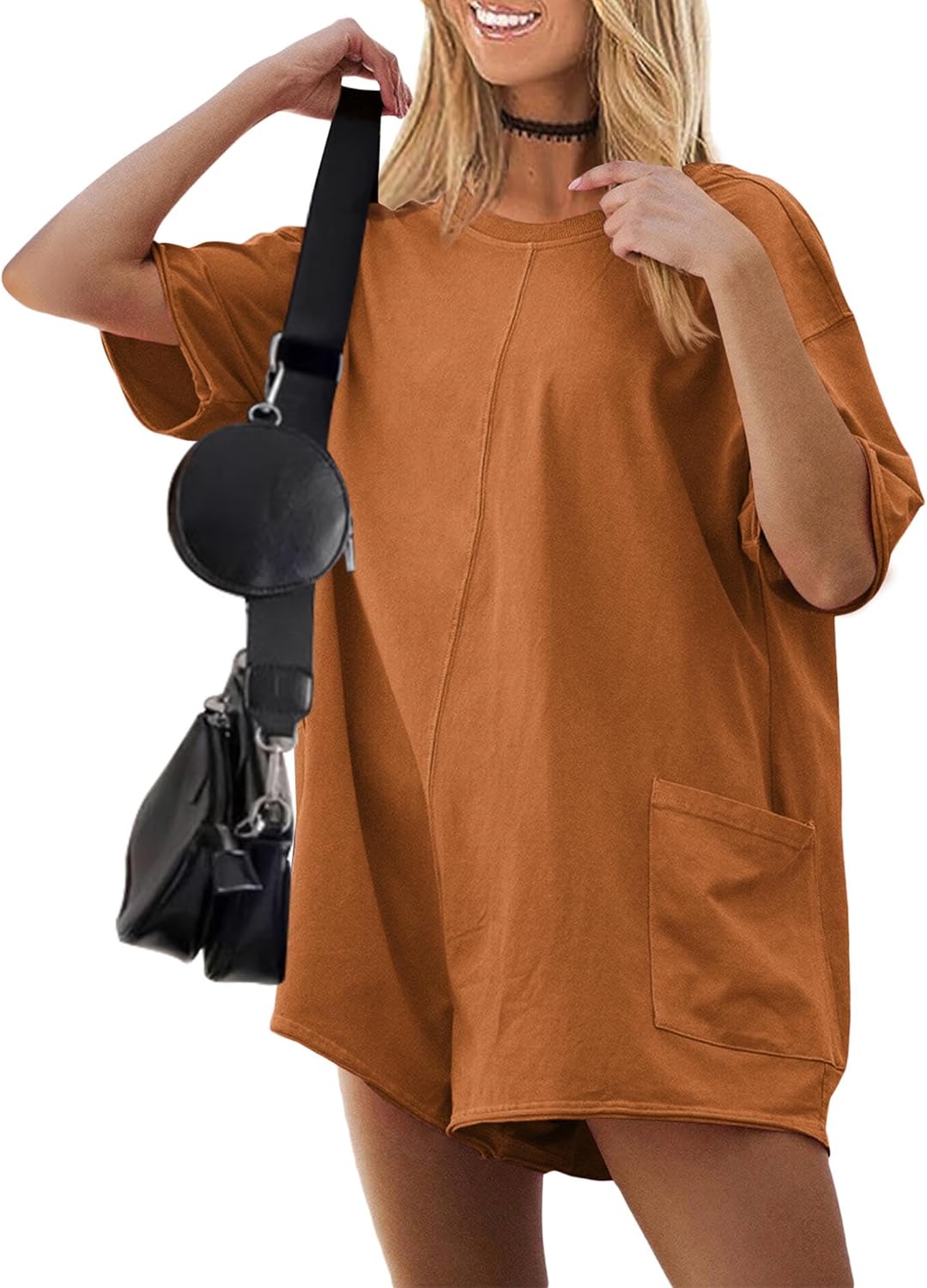 Rompers for Women Oversized Reversible Baggy T-shirt Jumpsuit