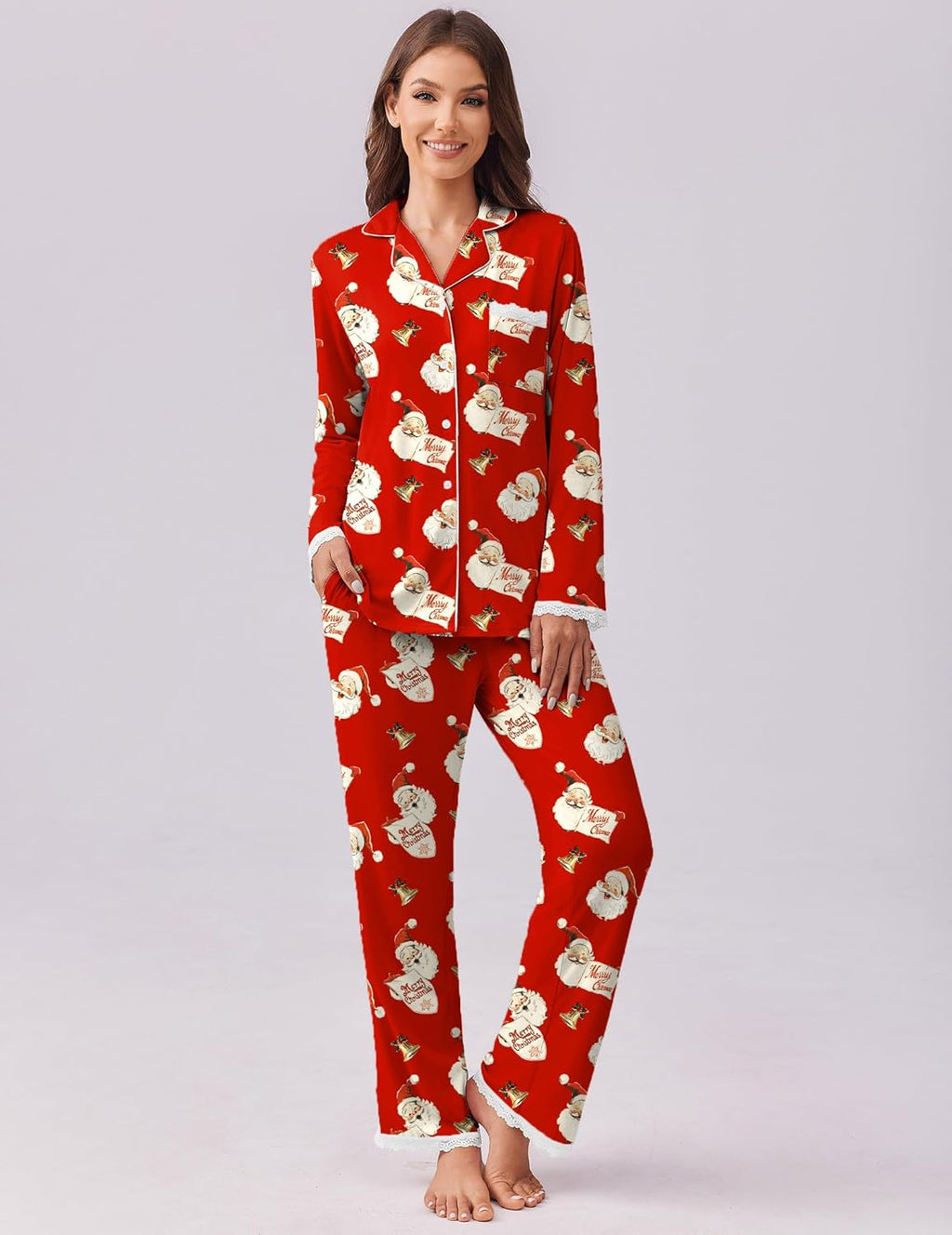 Pajamas Set Long Sleeve Button Down Lounge Set